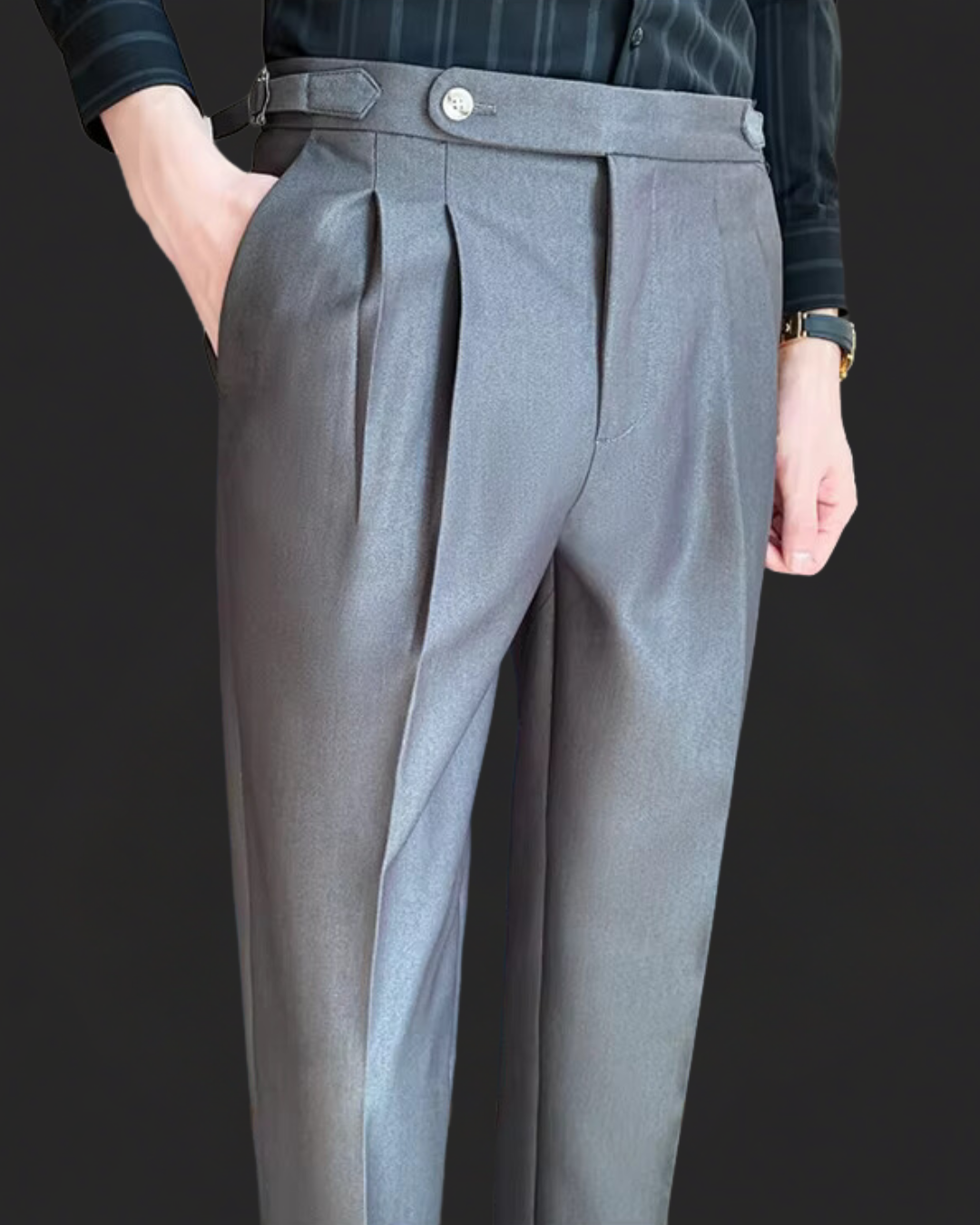Trousers – Polyester Blend Flat Front & Straight Hem Fit