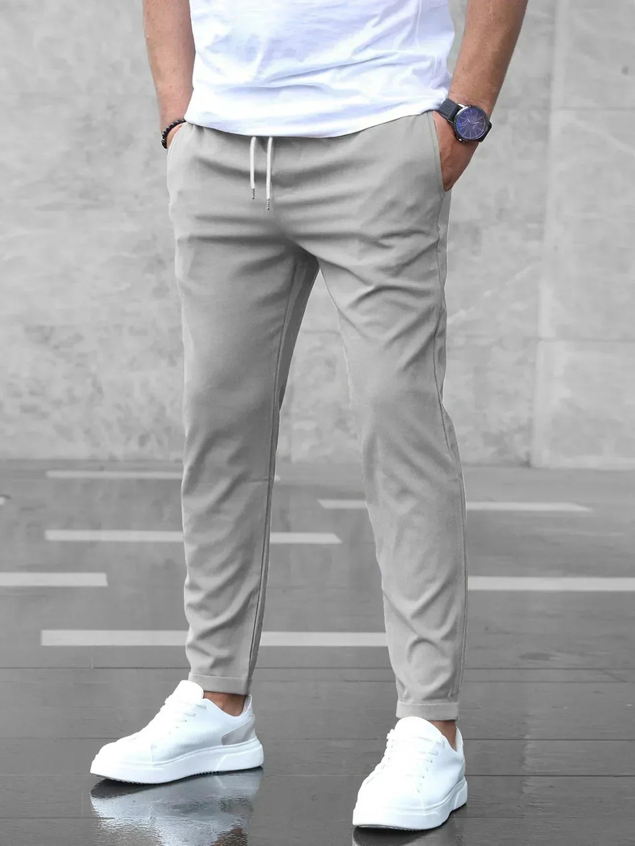 Trousers - Polyester Blend Narrow Cut And Flexible Movement