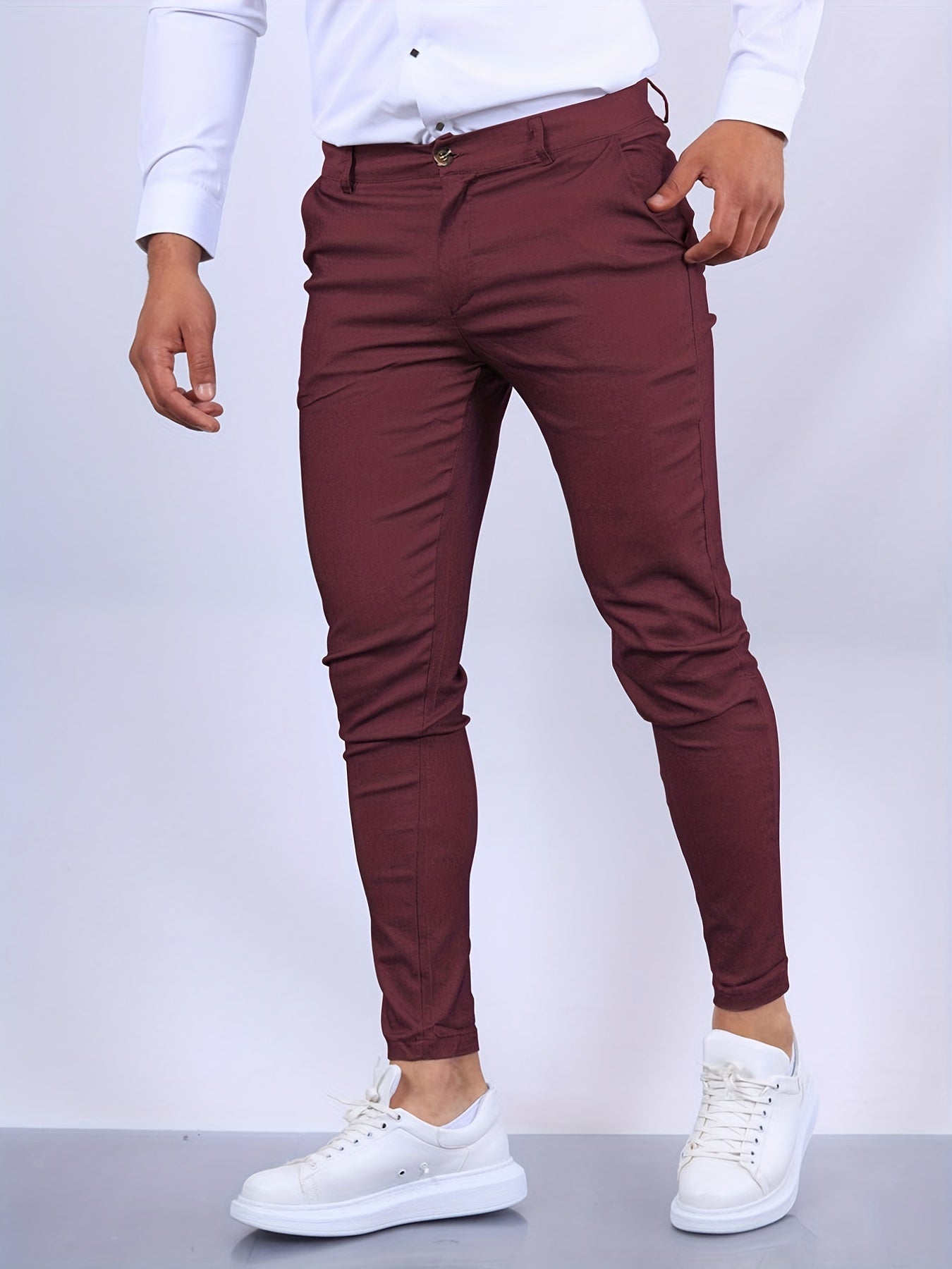 Trousers – Polyester Blend Slim Cut And Tailored Shape