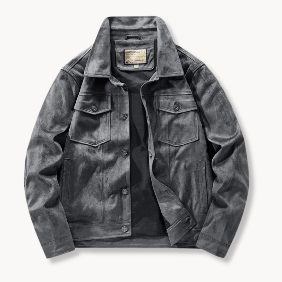 Trucker Jacket - Stand Collar And Zipper For Stretch Shape