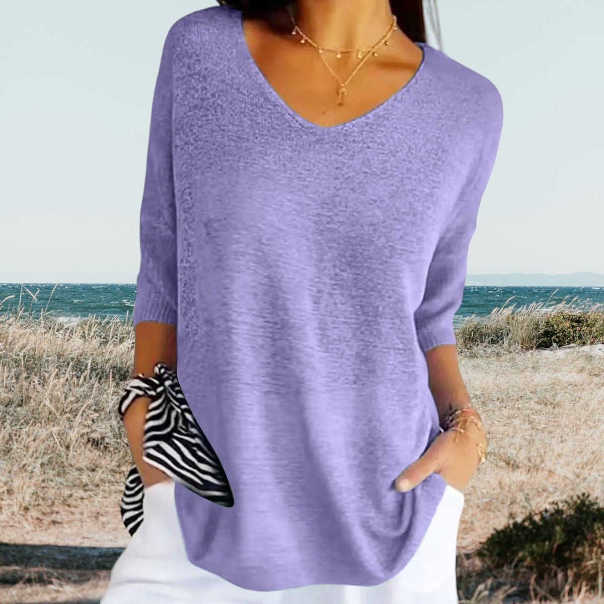 Tunic Top - V Neck & Half Sleeves For Easy Layering