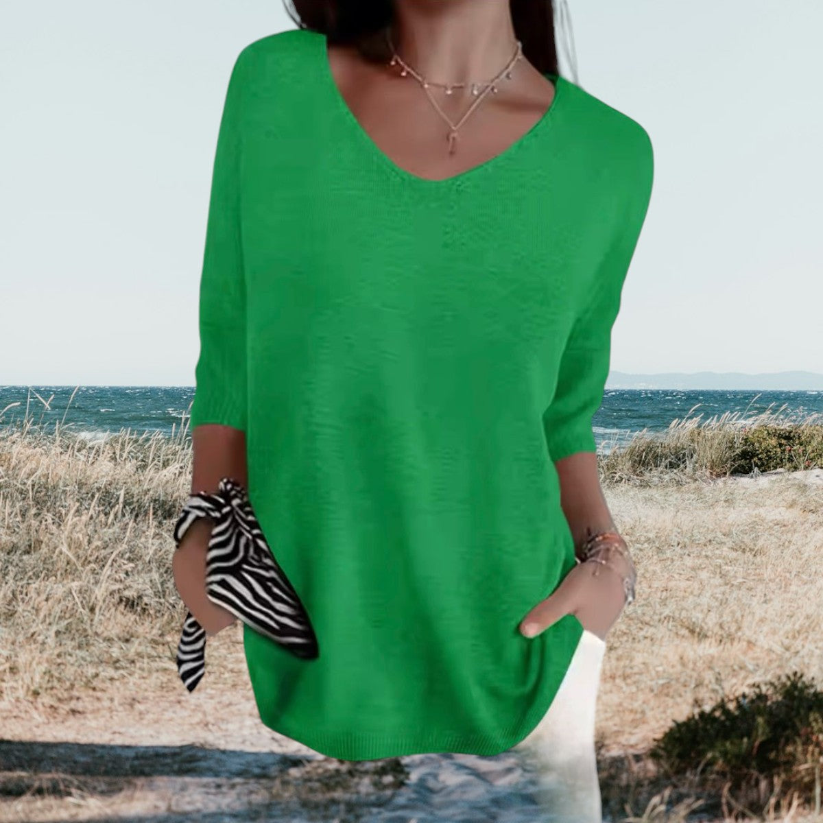 Tunic Top - V Neck & Half Sleeves For Easy Layering