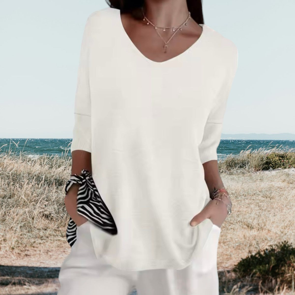 Tunic Top - V Neck & Half Sleeves For Easy Layering