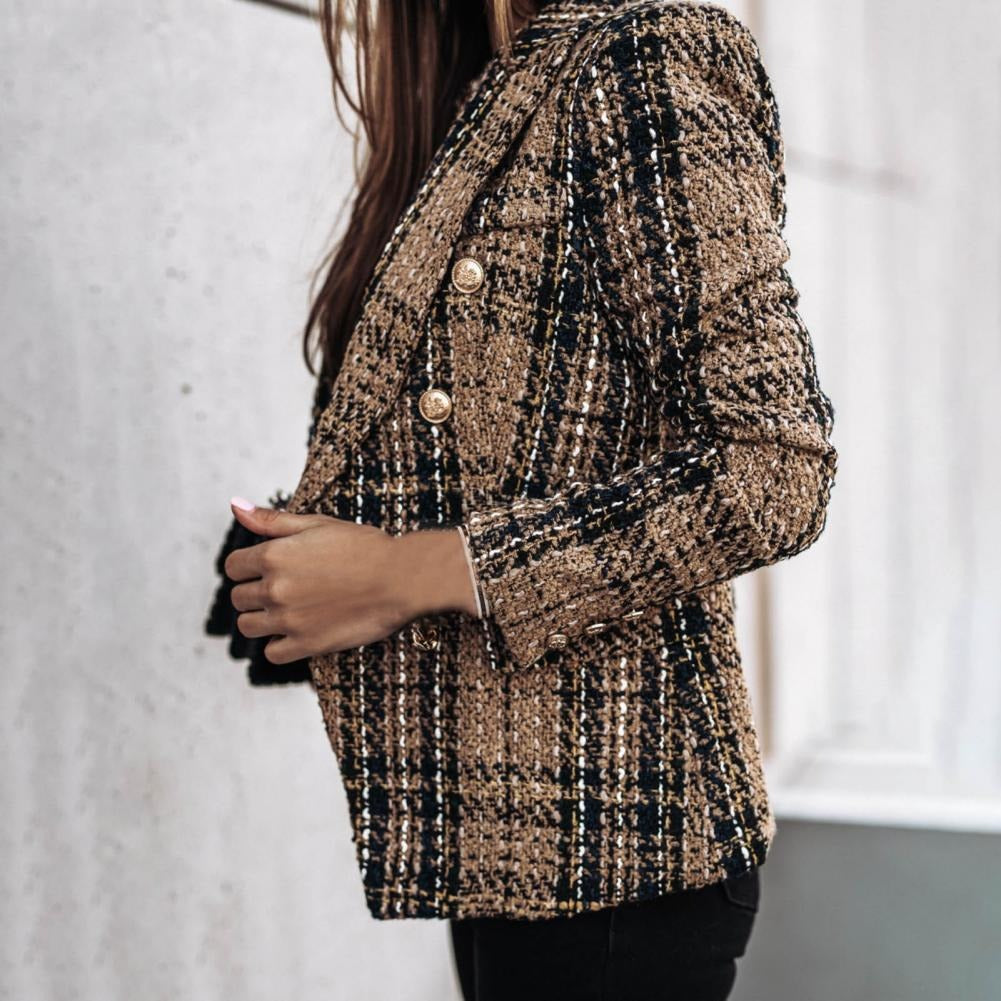 Tweed Blend Blazer - Notch Collar & Structured Ease Fit