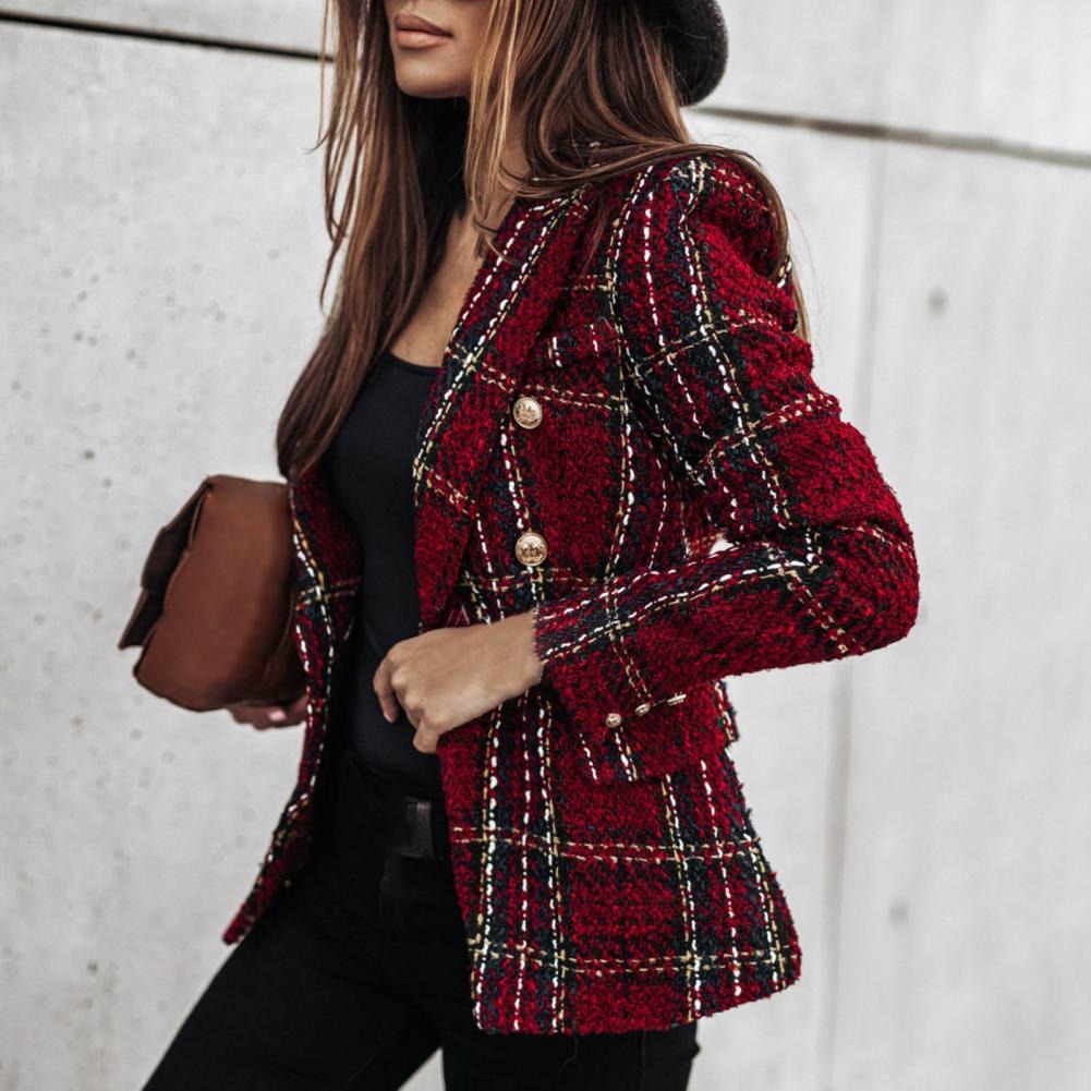Tweed Blend Blazer - Notch Collar & Structured Ease Fit