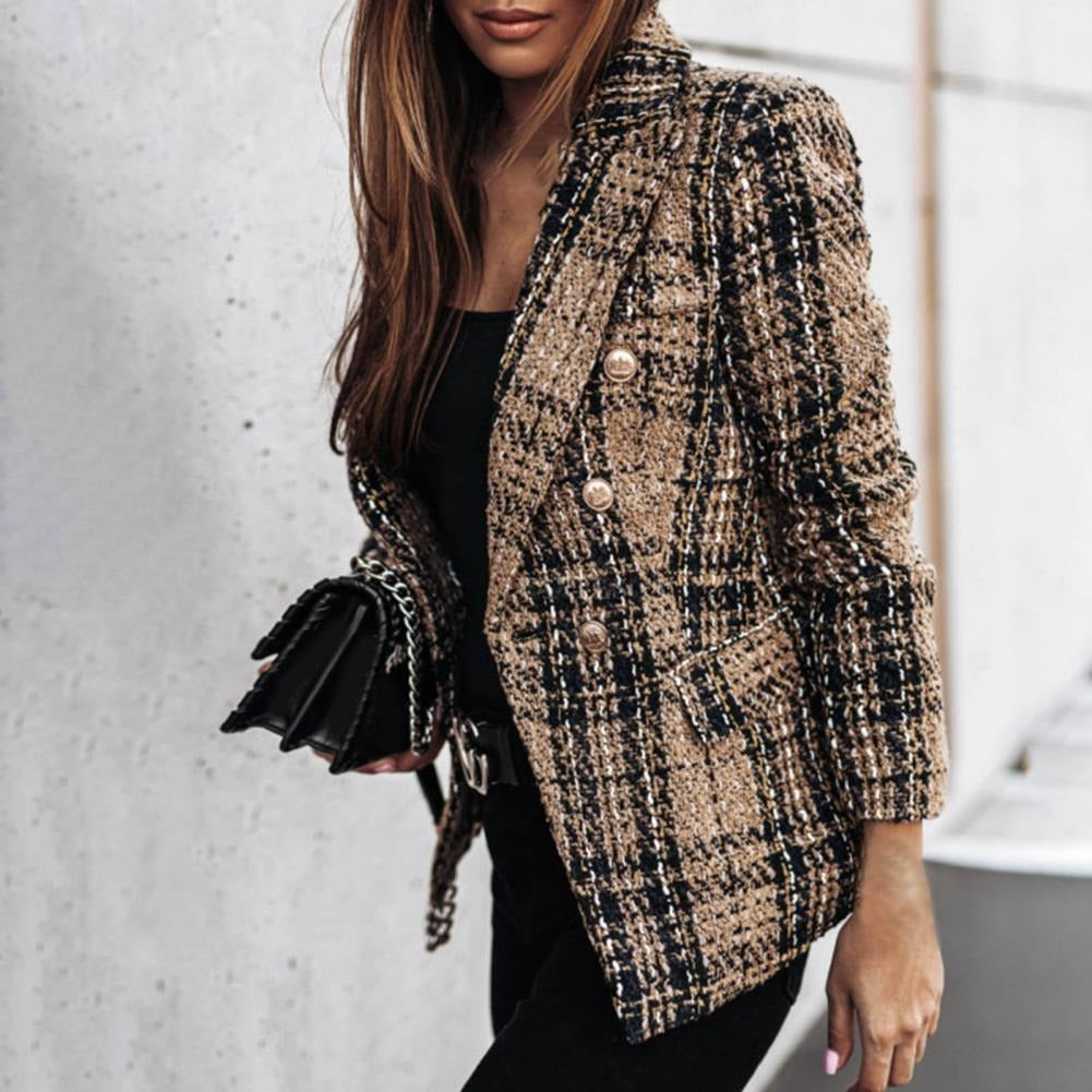 Tweed Blend Blazer - Notch Collar & Structured Ease Fit
