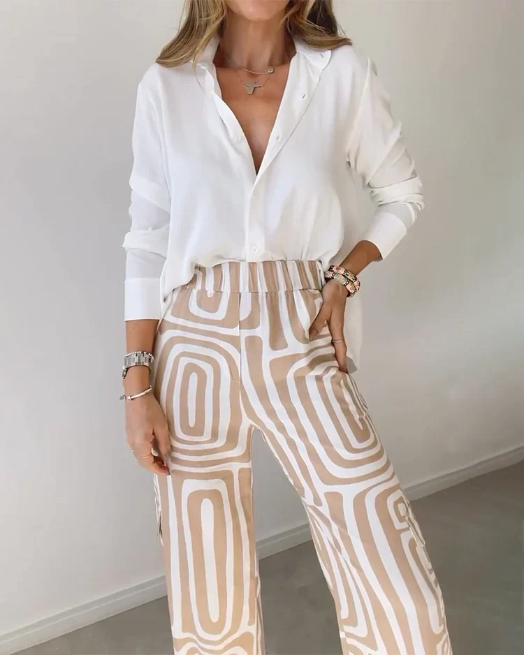 Two Piece Outfit Set - Structured Top And Bottom & Ease