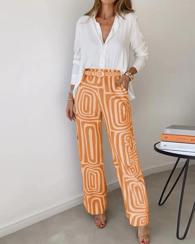 Two Piece Outfit Set - Structured Top And Bottom & Ease