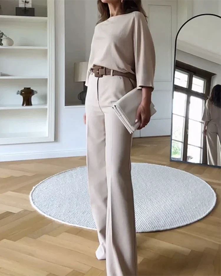 Two Piece Set - Clean Neckline Straight Hem & Easy Layering