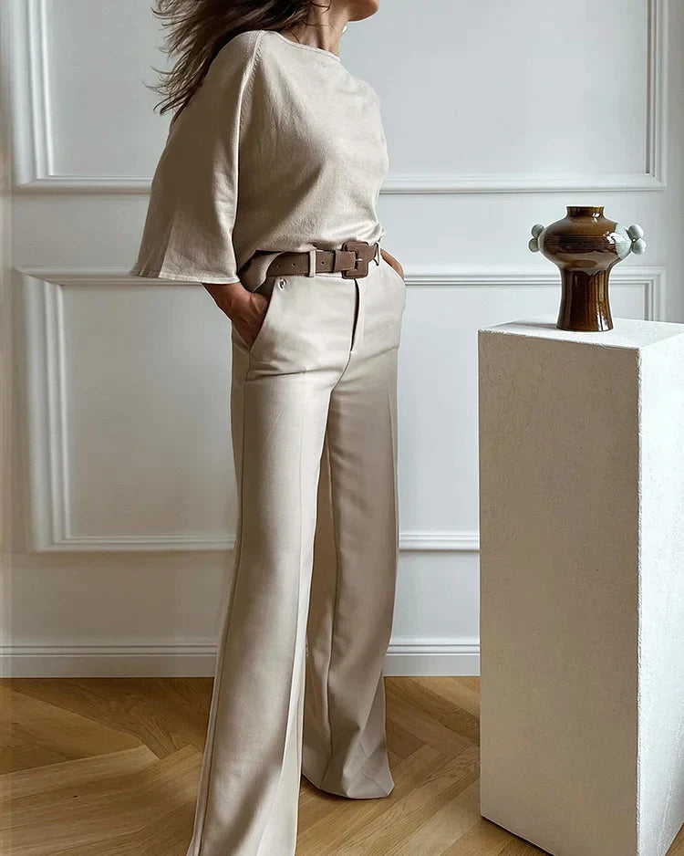 Two Piece Set - Clean Neckline Straight Hem & Easy Layering