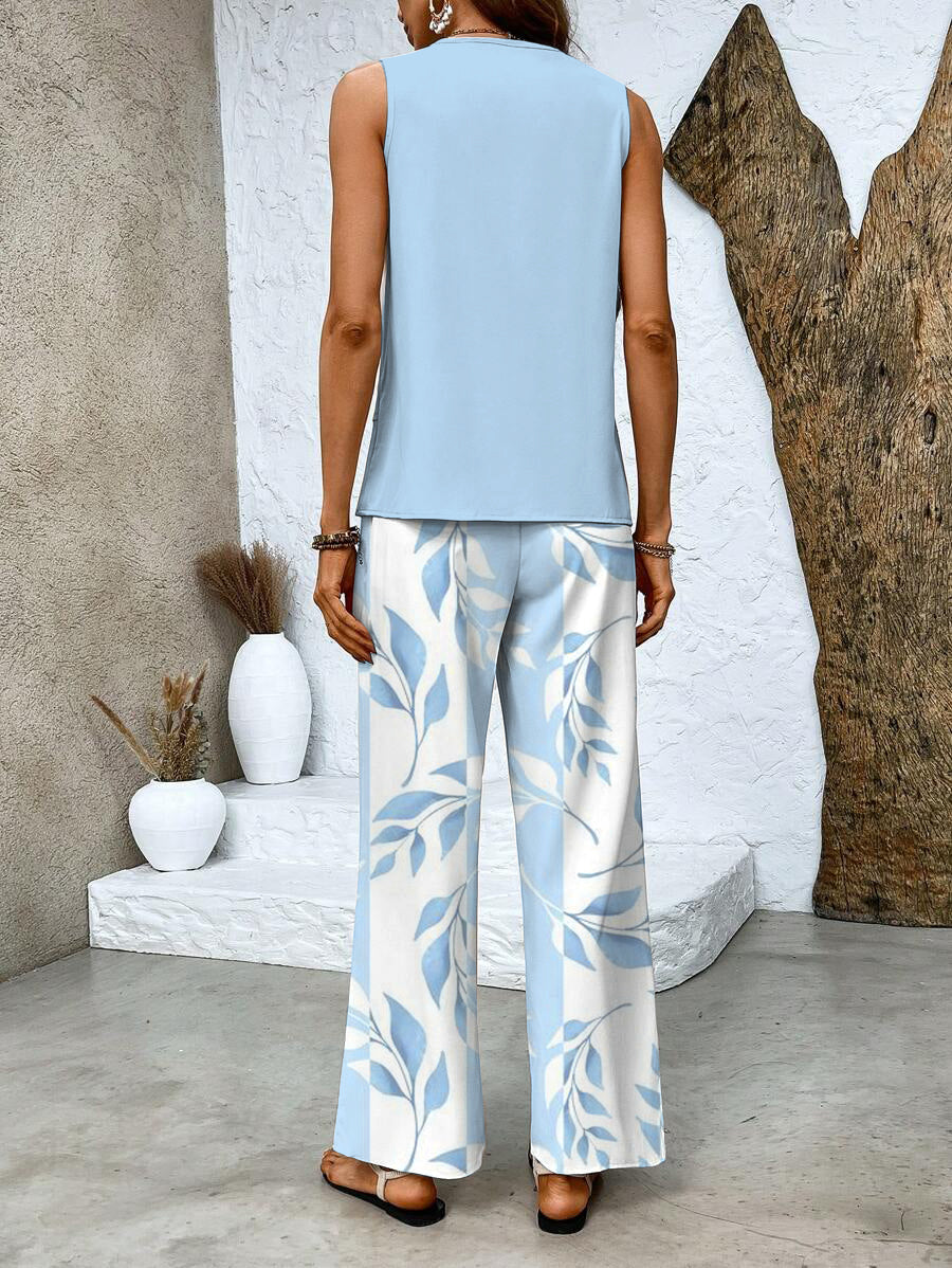 Two Piece Set - Flowy Top & Relaxed Bottoms For Movement