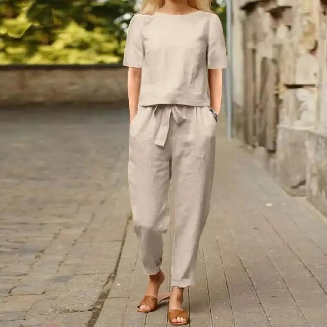 Two Piece Set - Lightweight Blend, Loose Cut And Breathable