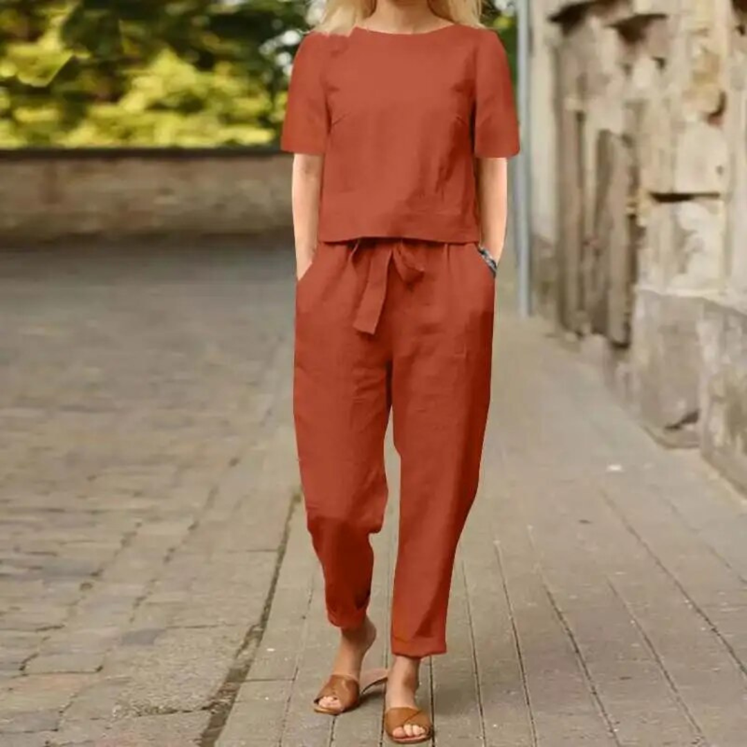 Two Piece Set - Lightweight Blend, Loose Cut And Breathable