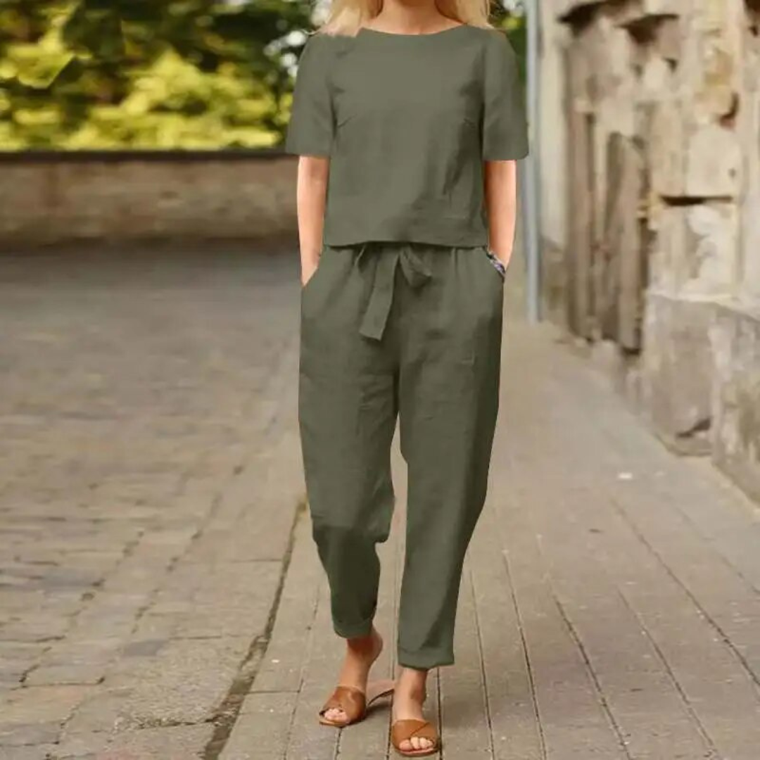 Two Piece Set - Lightweight Blend, Loose Cut And Breathable