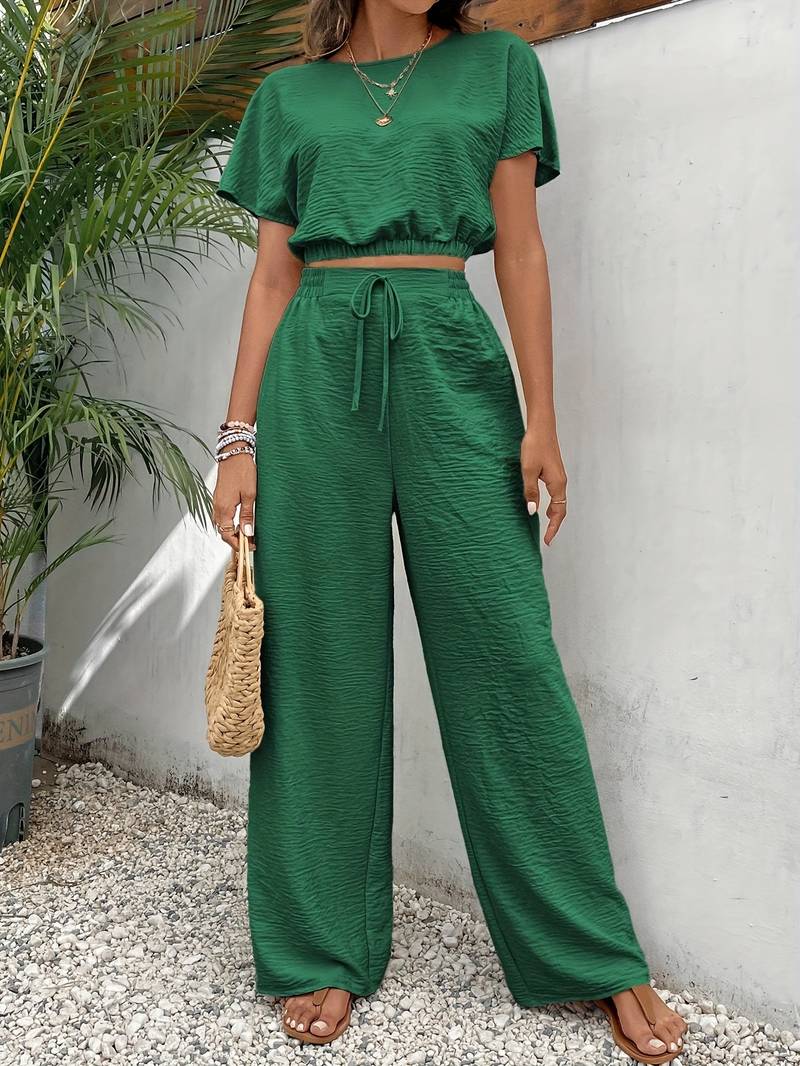 Two Piece Set - Lightweight Blend Top & Bottom Breathable