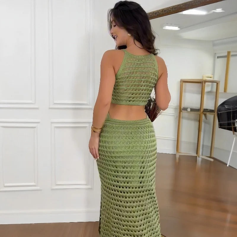 Two-Piece Set – Open Knit Crochet And Breathable Design
