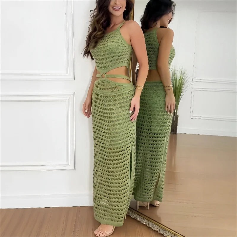 Two-Piece Set – Open Knit Crochet And Breathable Design