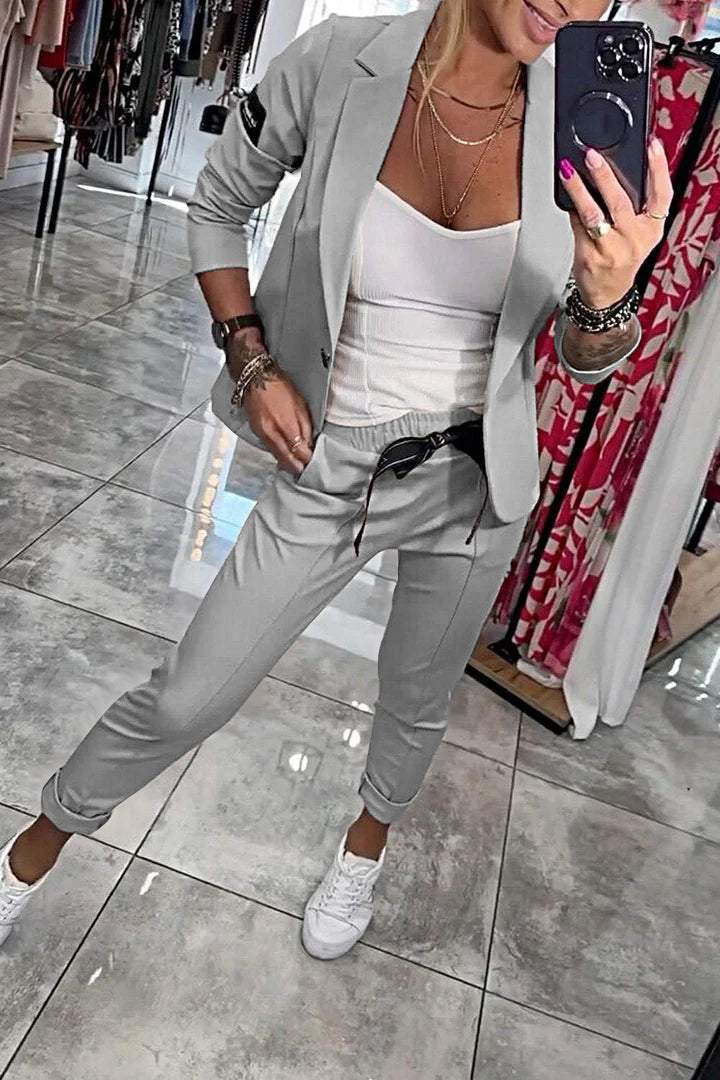 Two Piece Set – Polyester Blend Jacket & Adjustable Waist