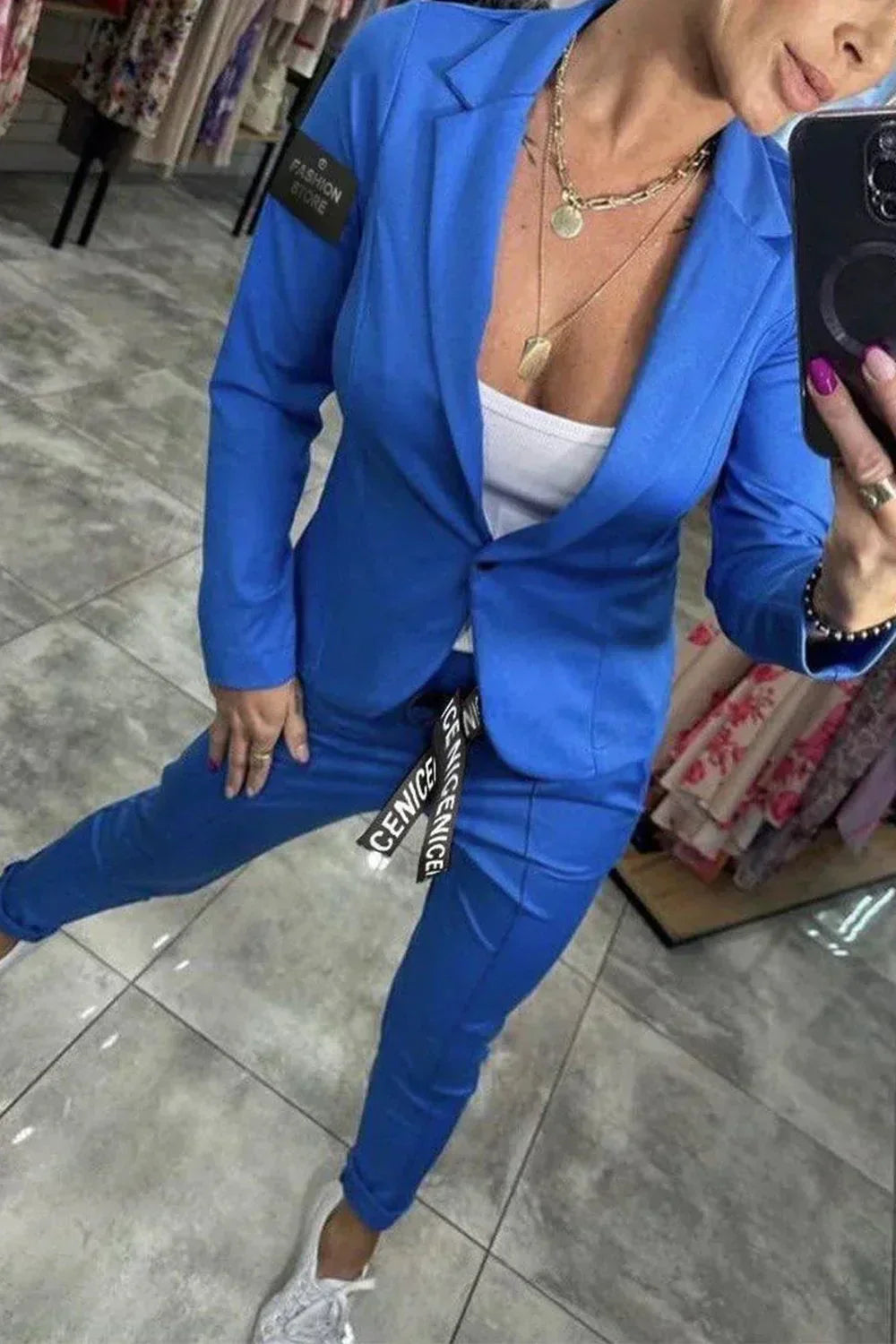 Two Piece Set – Polyester Blend Jacket & Adjustable Waist