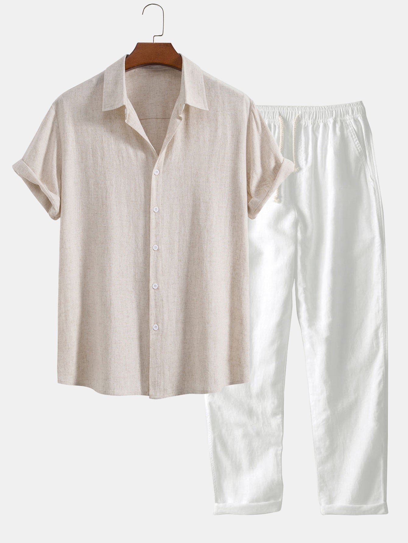 Two Piece Set - Short Sleeve & Breathable Polyester Blend