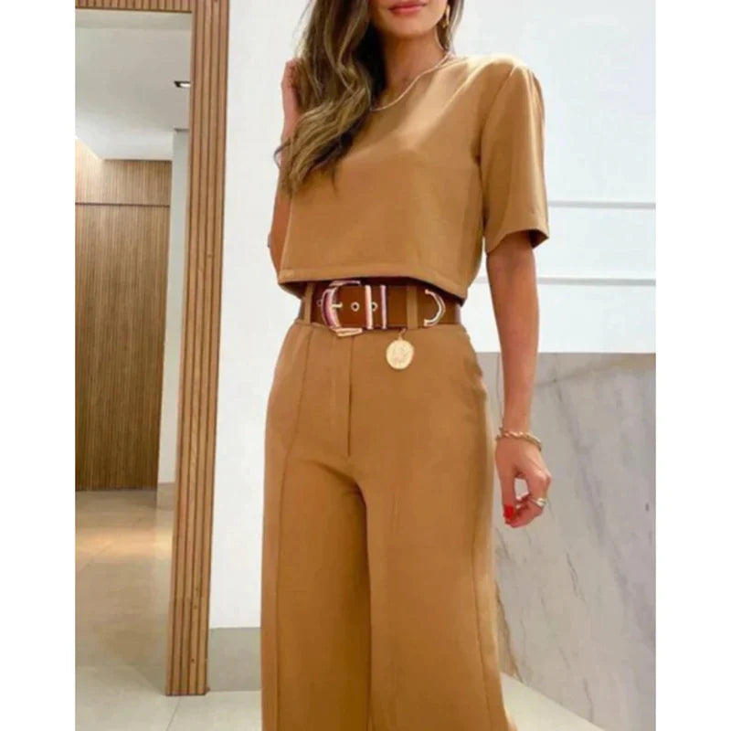 Two Piece Set - Tailored Pants And Top Flexible Shape