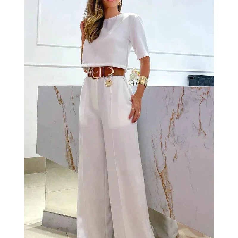Two Piece Set - Tailored Pants And Top Flexible Shape