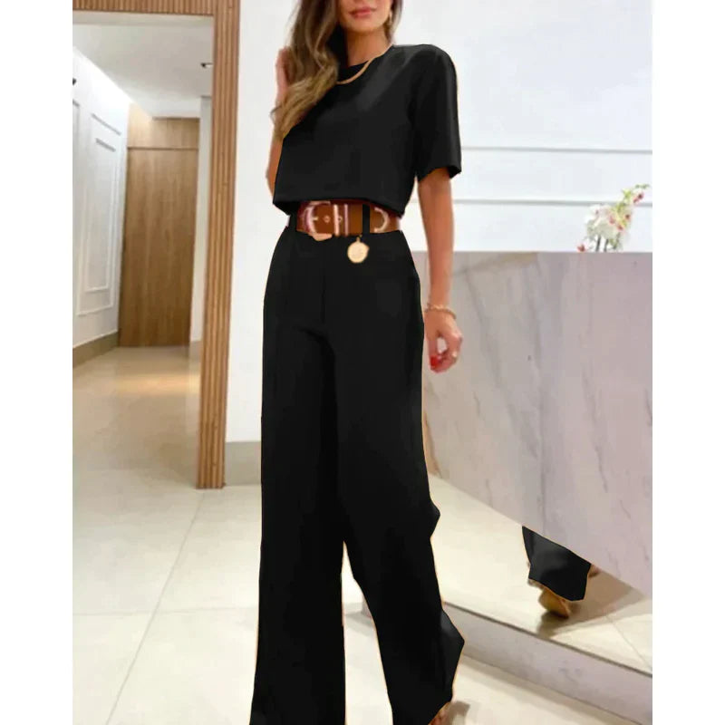 Two Piece Set - Tailored Pants And Top Flexible Shape