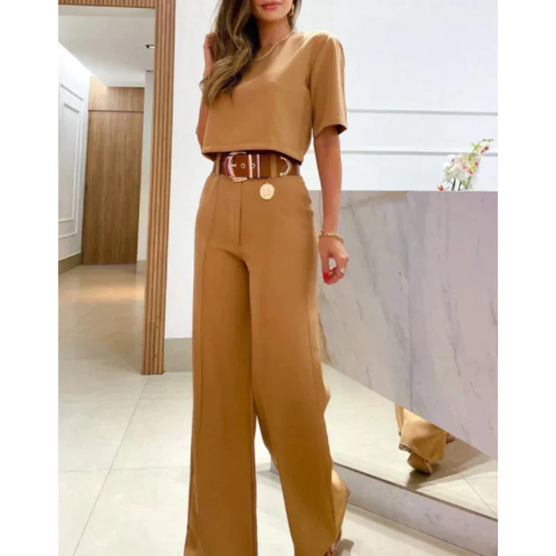 Two Piece Set - Tailored Pants And Top Flexible Shape