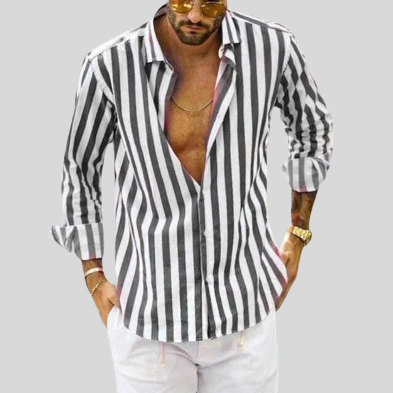 Men's Striped Linen Shirt for Casual Outings and Gatherings 5