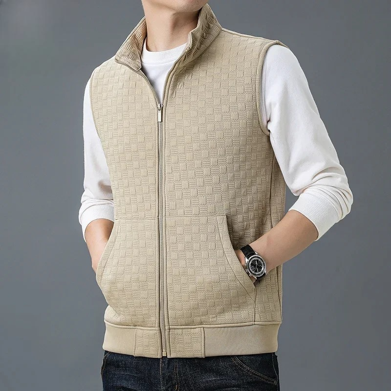 Vest - Raised Grid Texture & Full Zip For Warm Layering
