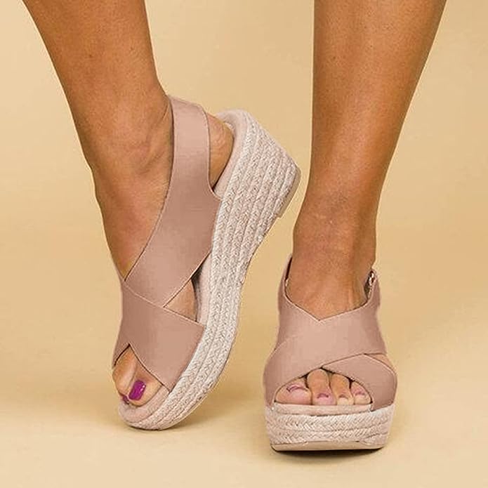 Wedge Sandals - Wedge Heel Shape And Cushioned Footbed