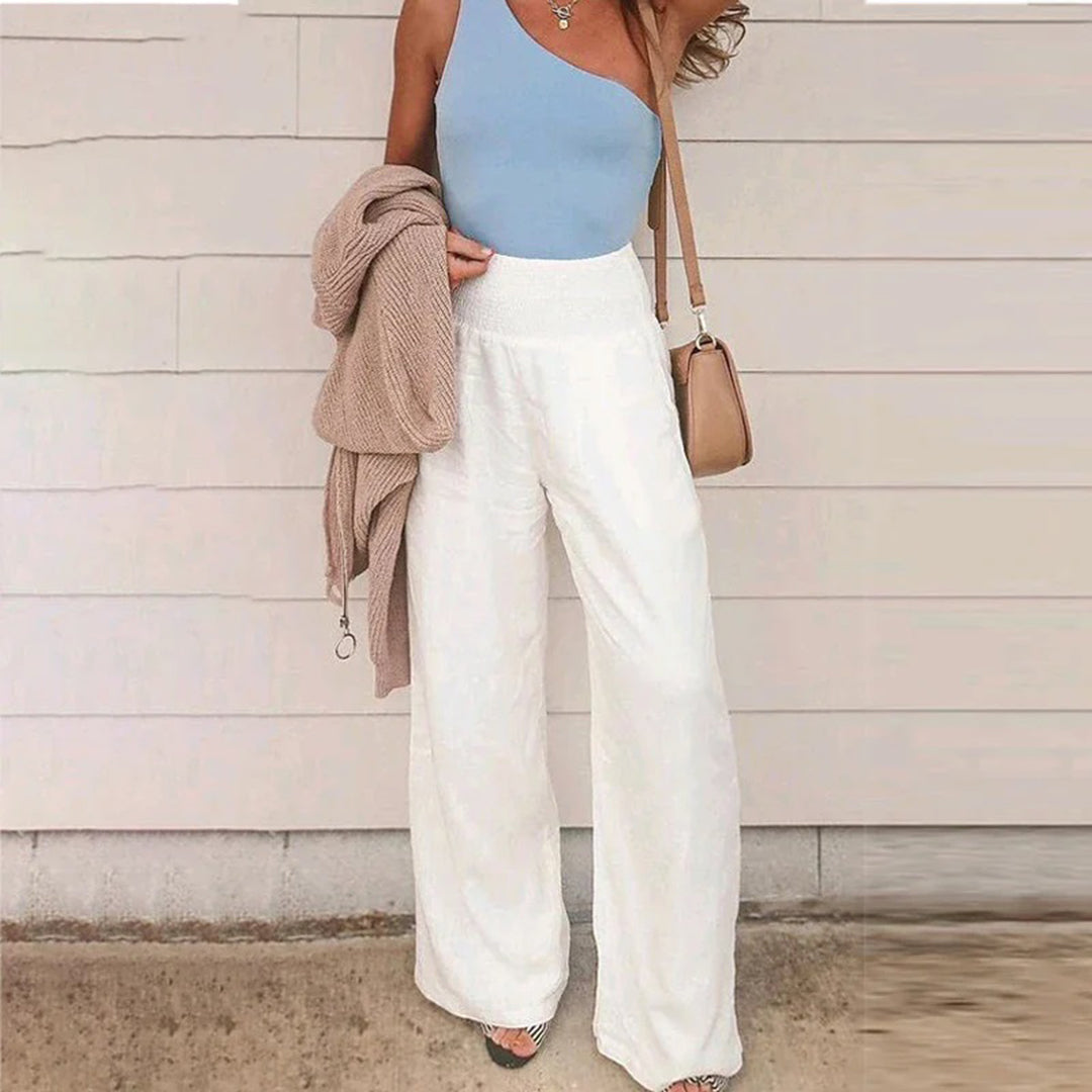 Wide Leg Pants - High Waist And Flowy Shape For Movement