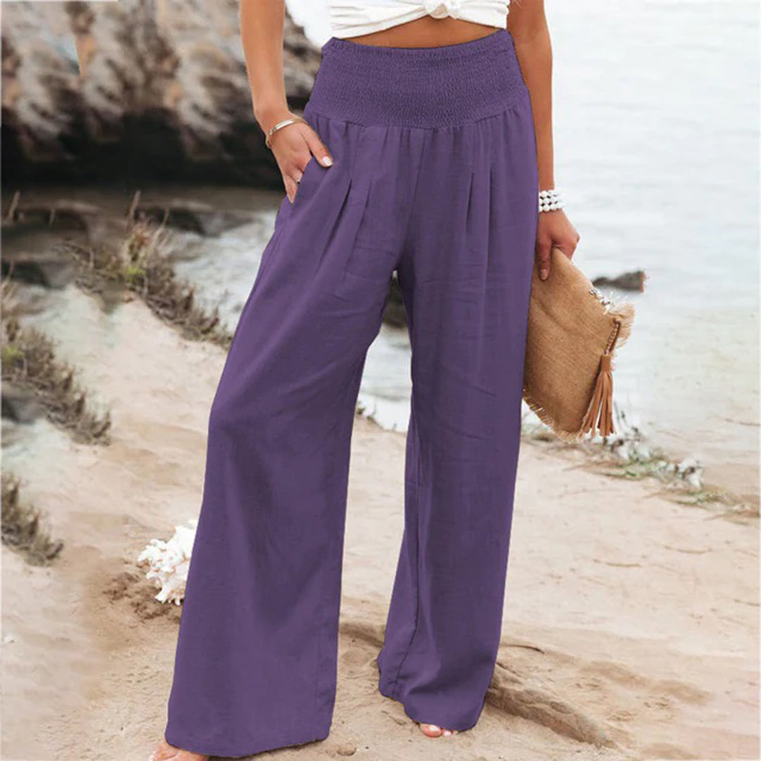 Wide Leg Pants - High Waist And Flowy Shape For Movement