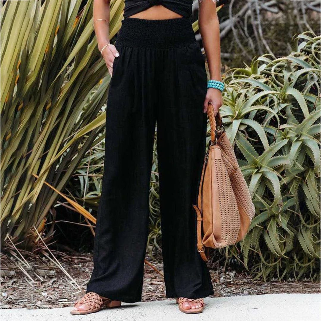 Wide Leg Pants - High Waist And Flowy Shape For Movement