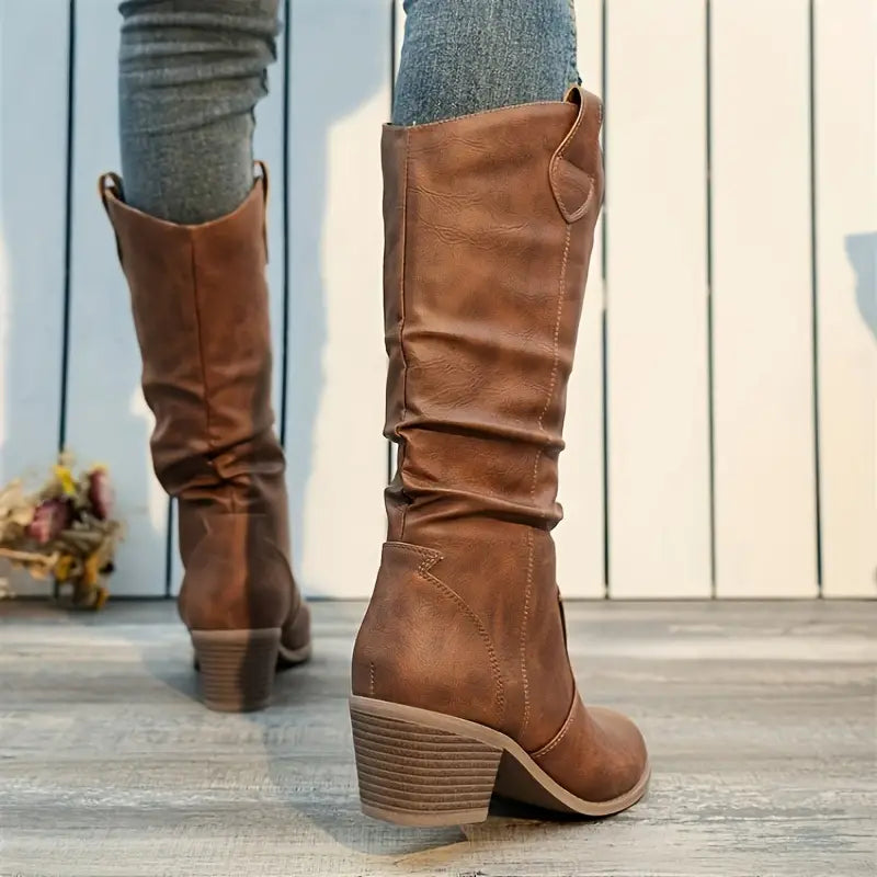 Women's Chunky Heeled Black Ankle Boots 2