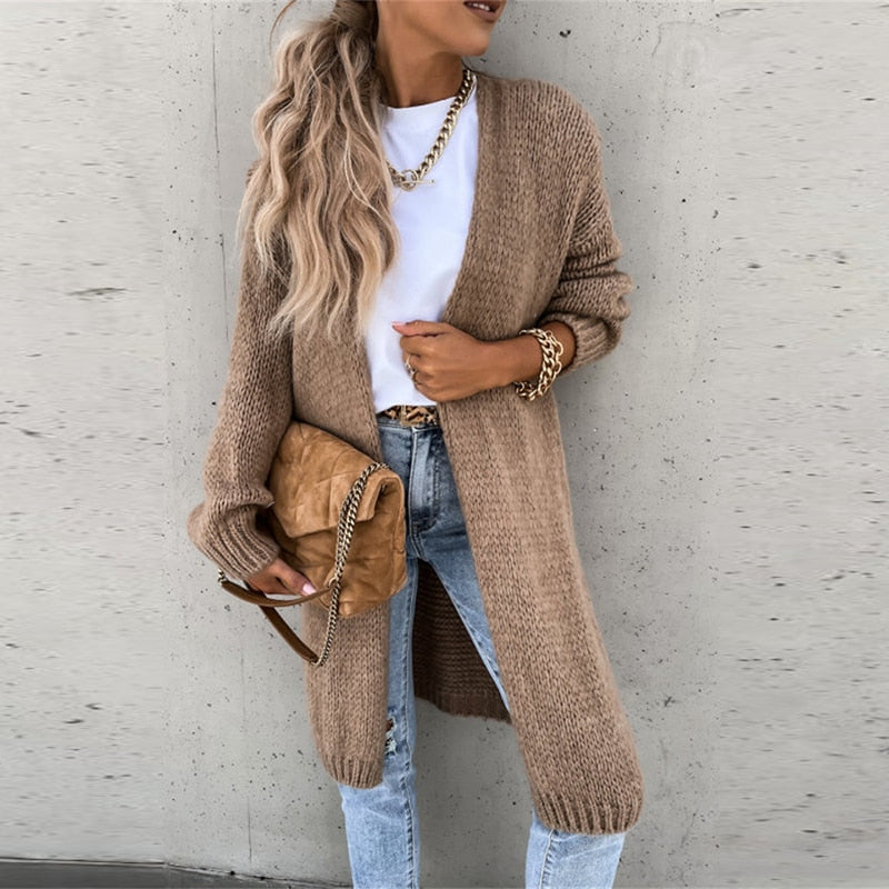 Women's Long Cardigan Knit Sweater 0