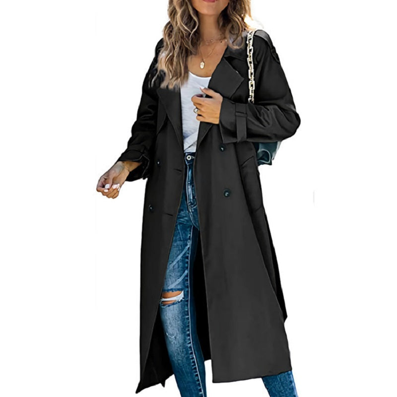 Women's Long Trench Coat - Lightweight & Versatile Design 0