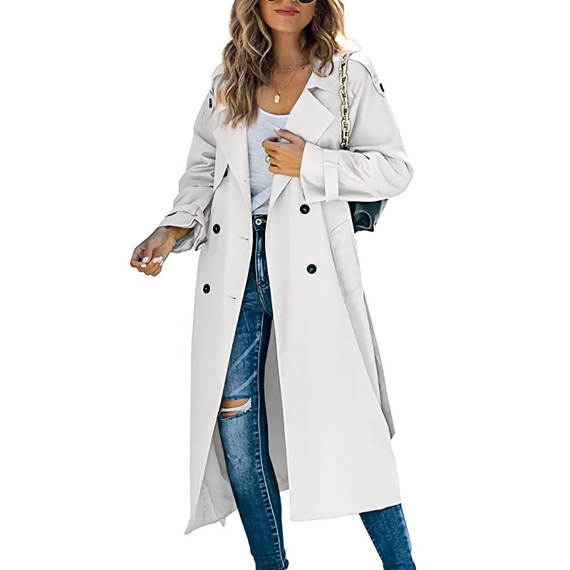 Women's Long Trench Coat - Lightweight & Versatile Design 1