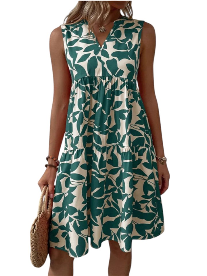 Women's Midi Summer Dress with V-Neck 0