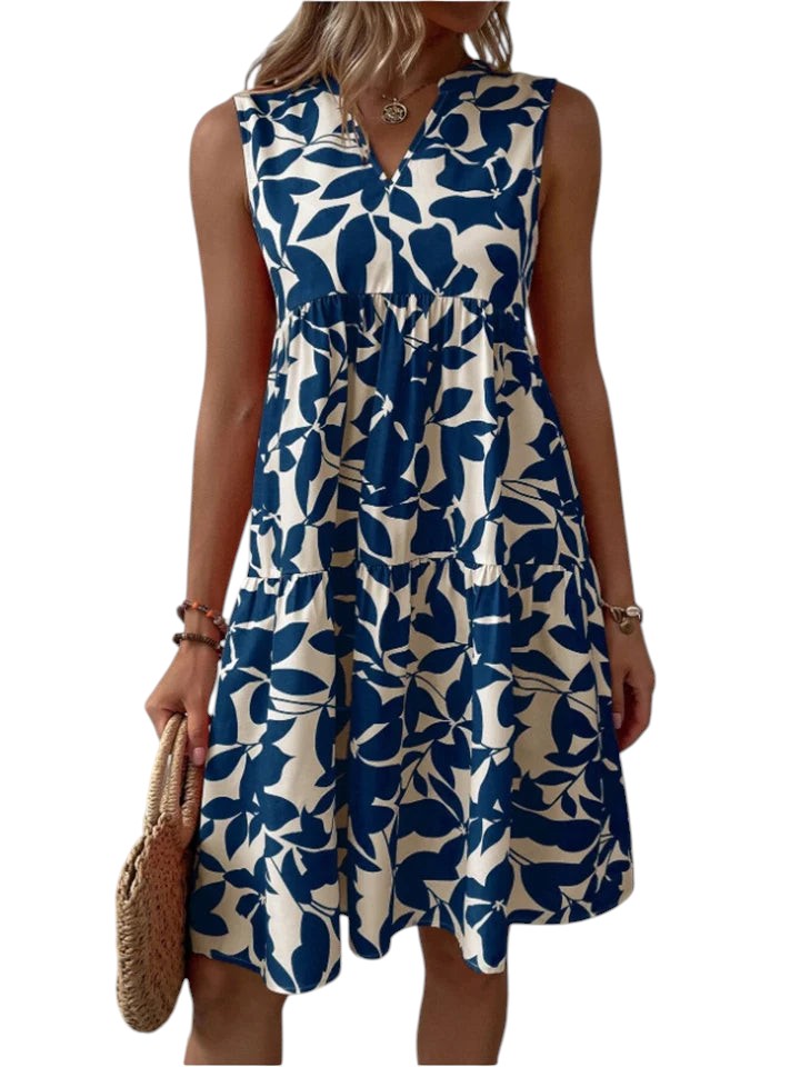 Women's Midi Summer Dress with V-Neck 1