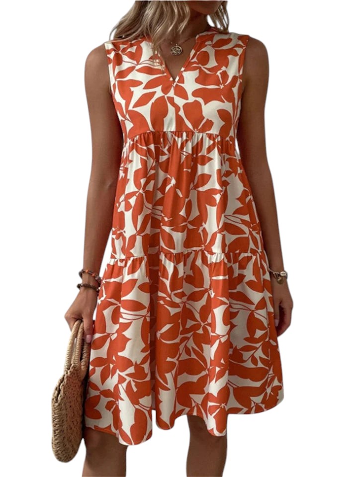 Women's Midi Summer Dress with V-Neck 2