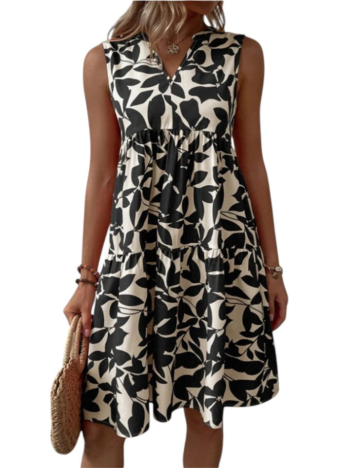 Women's Midi Summer Dress with V-Neck 3