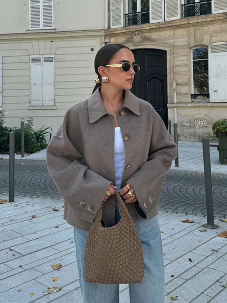 Women's Oversized Wool Coat for Winter 0