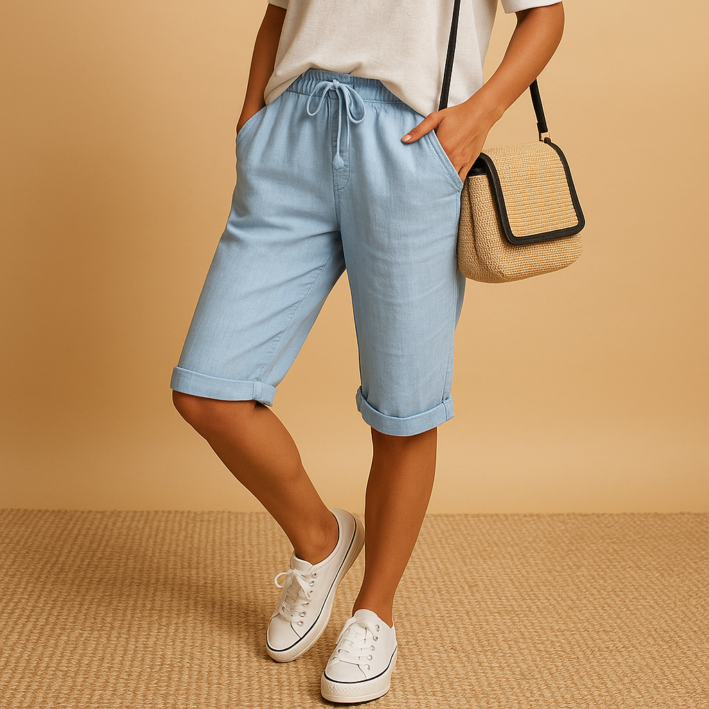 Women's Relaxed Fit Capri Pants with Rolled Hem 3
