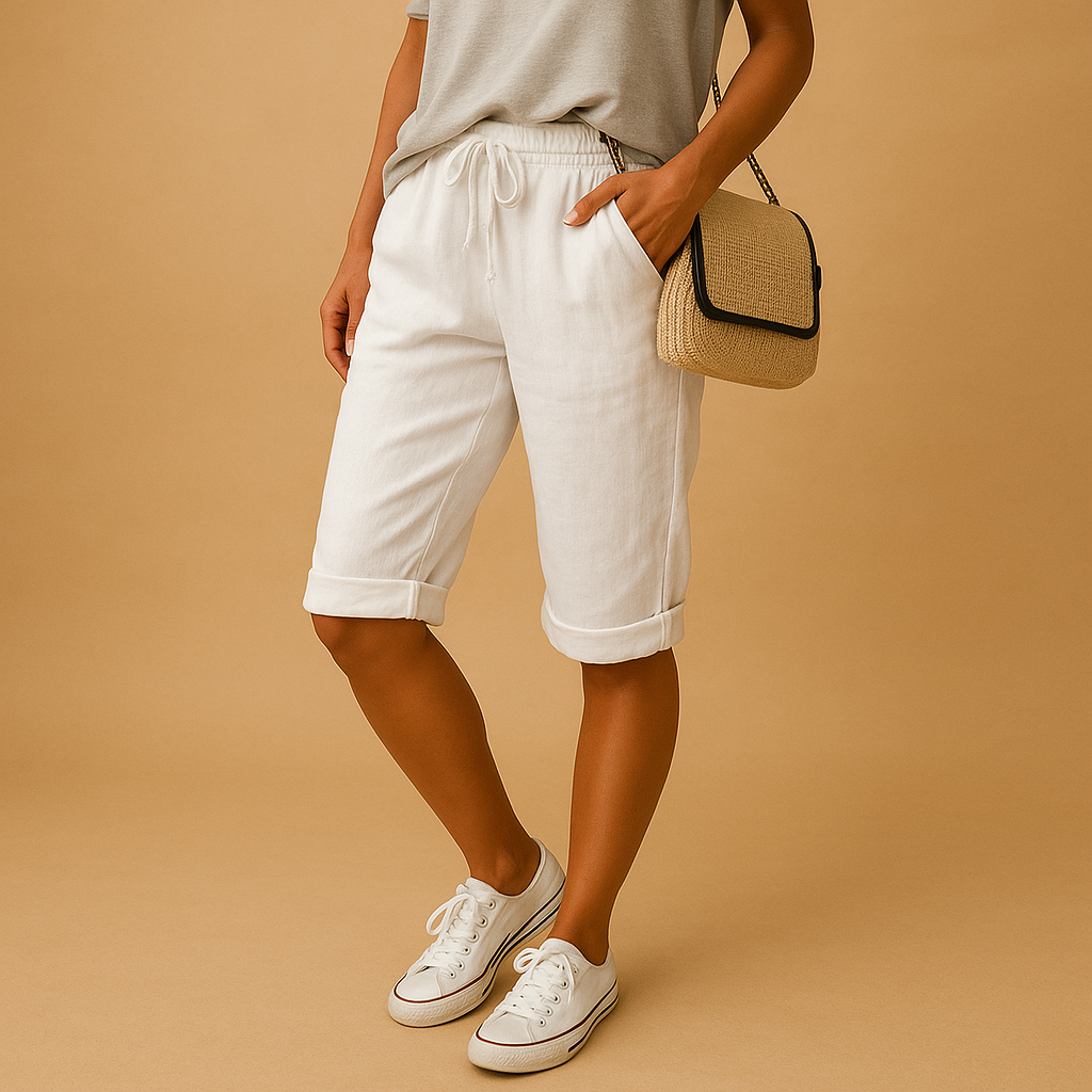 Women's Relaxed Fit Capri Pants with Rolled Hem 4