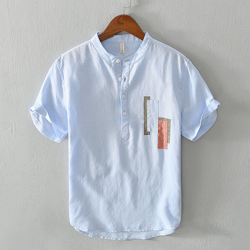 Women's Short Sleeve Stand Collar Blouse 1