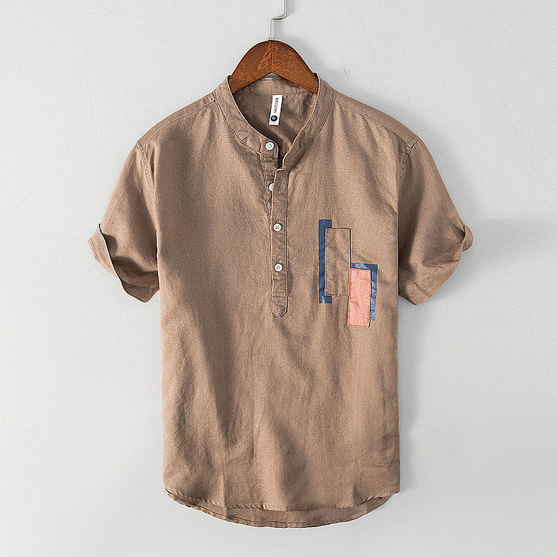 Women's Short Sleeve Stand Collar Blouse 10