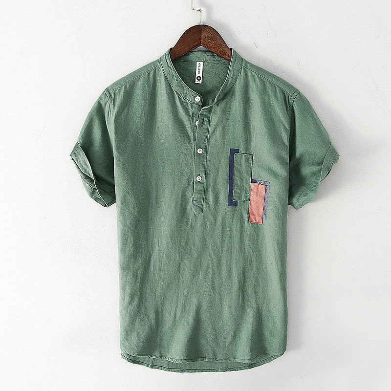 Women's Short Sleeve Stand Collar Blouse 6