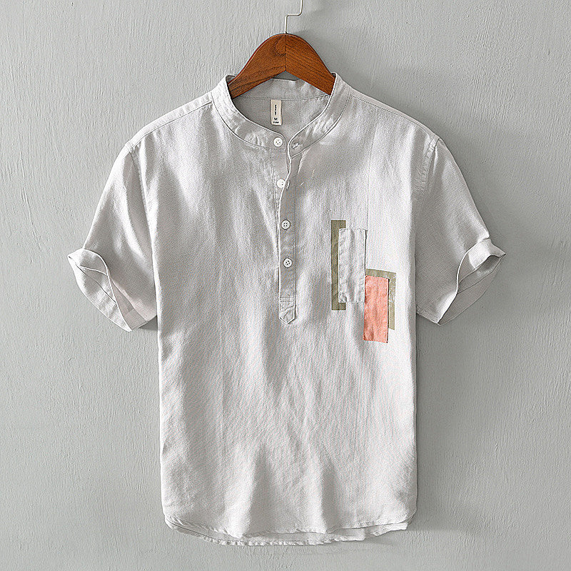 Women's Short Sleeve Stand Collar Blouse 9