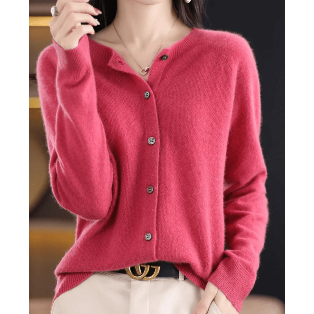 Women's V-Neck Cardigan Sweater with Button Closure 0